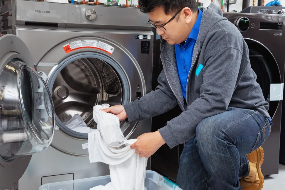 Washing machine model number sticker location